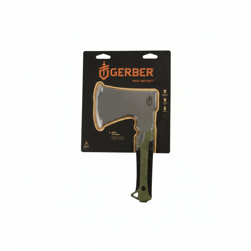 Gerber Pack Hatchet, kompaktes Beil mit olivgrünem Griff in Originalverpackung