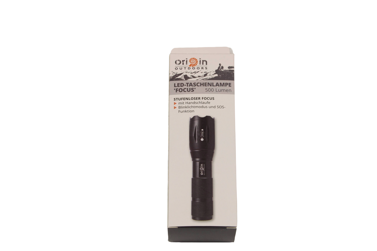 Origin Outdoors LED-Taschenlampe Focus, 500 Lumen, stufenloser Fokus, Blinklicht- und SOS-Funktion