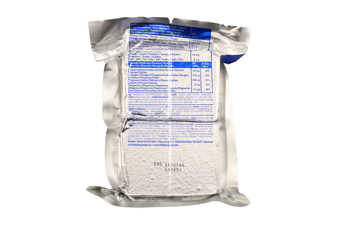Rückseite der silbernen NRG-5-Packung mit Nährwerttabelle und weiteren Produktangaben
