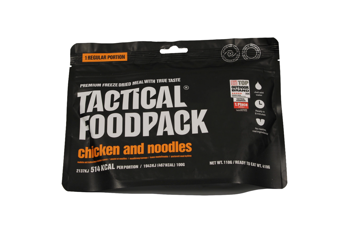 Tactical Foodpack Nudeln mit Hähnchen, gefriergetrocknete Mahlzeit, 110 g, 514 kcal pro Portion